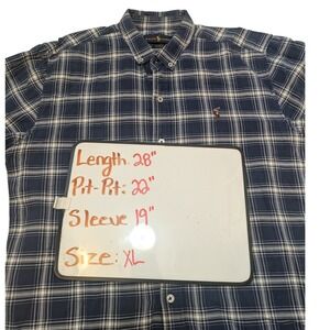 Ralph Lauren Custom Fit Plaid Button Down Shirt Men's XL Blue White Custom Fit‎